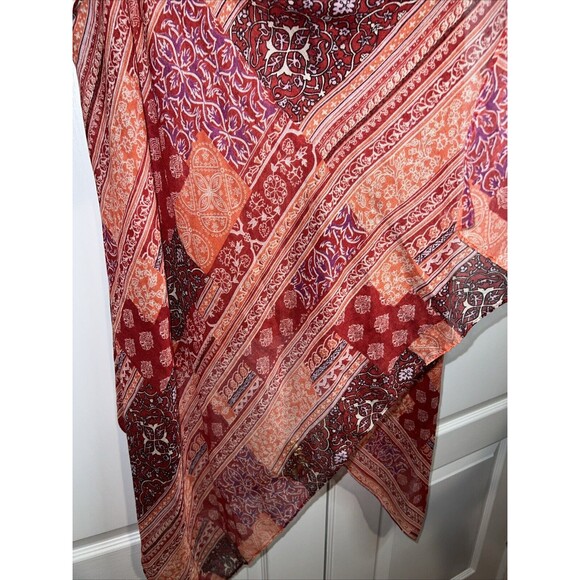 Rampage Swim Cover Scarf Wrap Sheer Red Coral Floral Versatile Sleeveless NWT - Picture 2 of 11